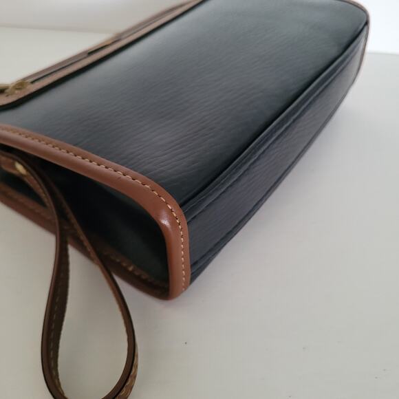 Rudolph Valentino Bag Clutch Wristlet Vintage Zip Pouch Black Brown Leather - Picture 6 of 10